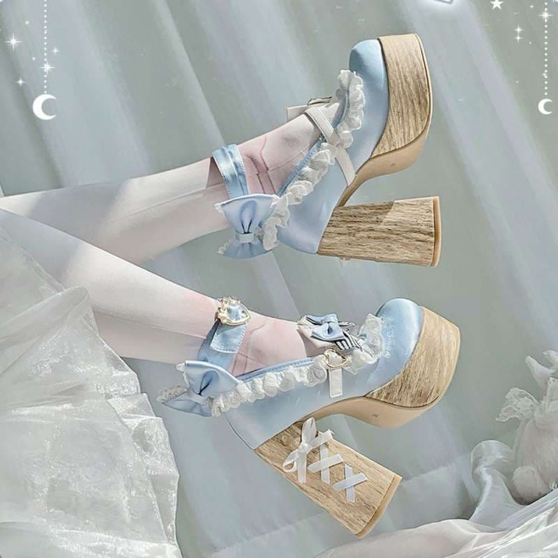 Cute Lolita shoes, super high heels, fairy shoes, Lolita shoes for girls, sweet and elegant, waterproof platform.