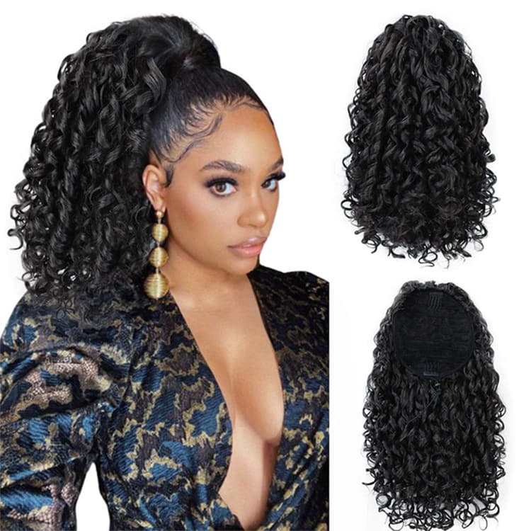 European and American African wig hair Women's wool roll drawstring gradient solid color small roll ponytail
