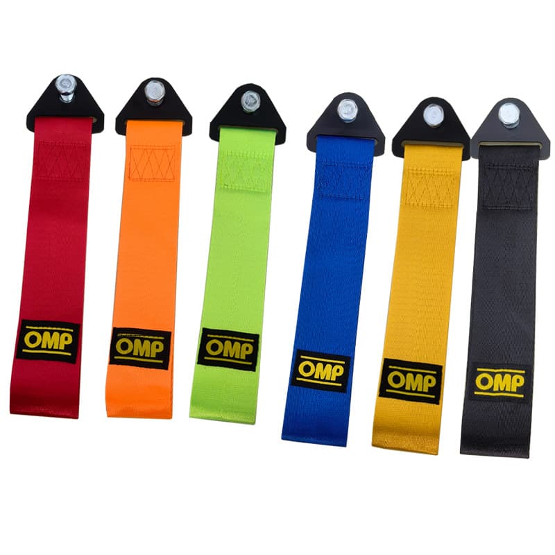 OMP Car Tow Straps Modified Safety Hooks Front Bumper Tow Ropes Vehicle Tow Straps with Streamer Decorative Accessories