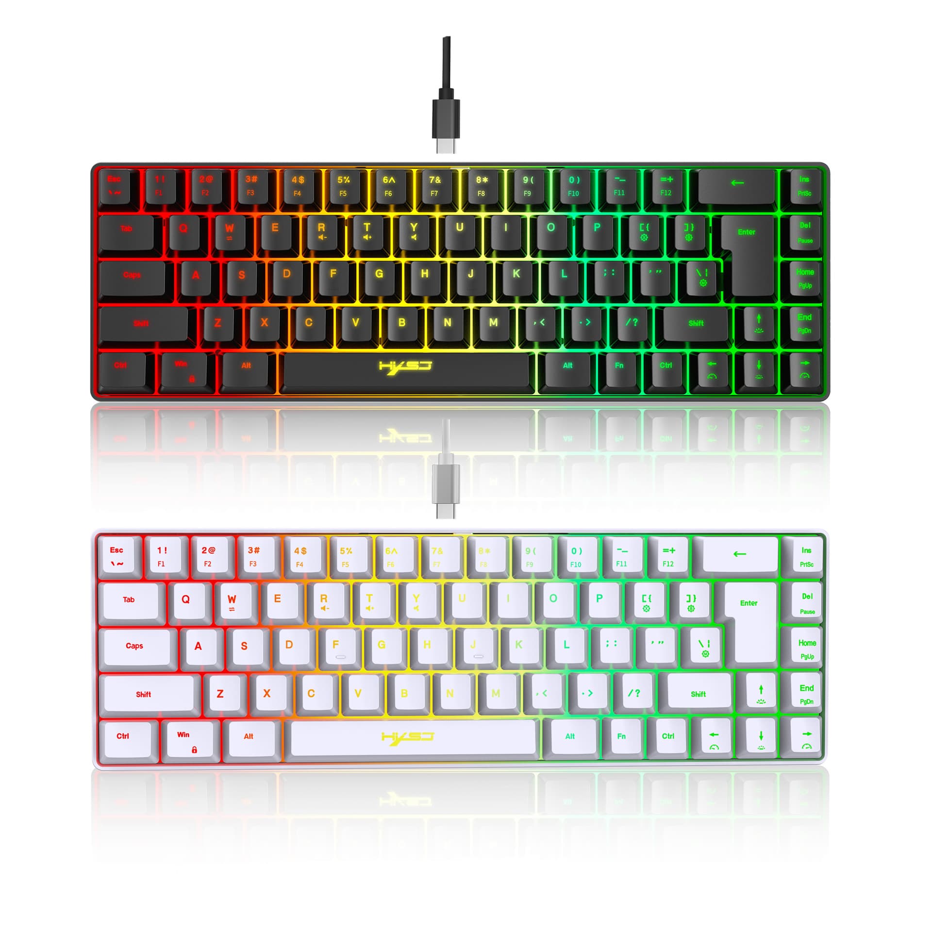 60% Mini 68-Key Mechanical Feel Membrane Gaming Keyboard, ABS Material, RGB Backlight, Mini Portable Keyboard