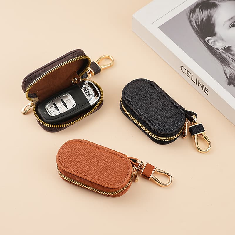 Solid Color Minimalist Pebble Grain Women's Key Holder, Universal Car Key Case, Large Capacity, Lightweight, Home Key Organizer for Men and Women
