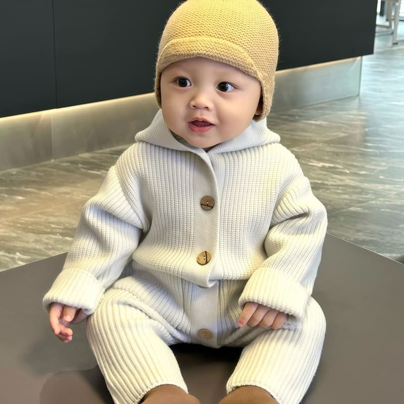 Boys Sweater Fall 2026 New One-Piece Baby Knit Wool Warm Bodysuit Long Romper Infant Clothes