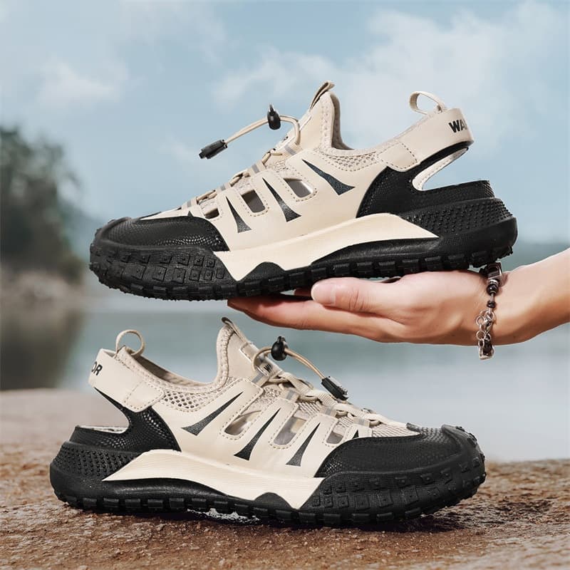 Men's Casual Sandals 2026 New Summer Mesh Breathable Hollow Hole Shoes Trendy Slide Sandals Cross-Border Wholesale