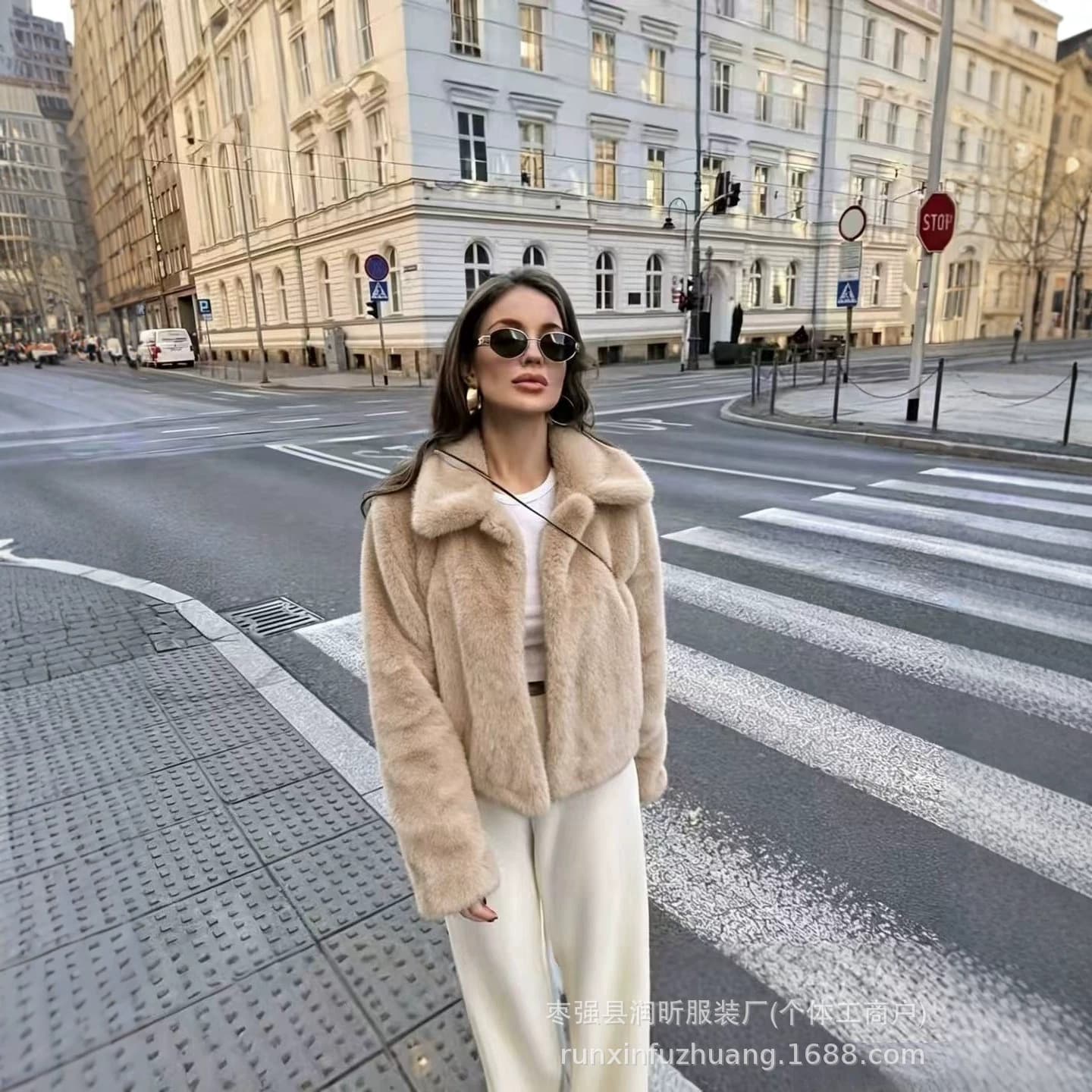 European and American style women's faux fur short jacket cross-border exclusive environmentally friendly faux fur jacket 286 styles can be customized