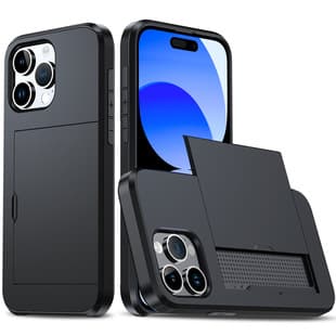 New Phone Case for iPhone 15 Pro Max SGP Card Slot Push-Card Slide, Apple 15 Plus Protective Cover