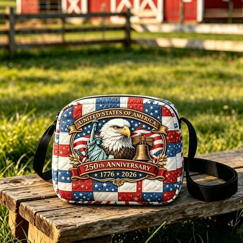 New Export US 250th Anniversary American 250th Anniversary Women's Printed + Quilted Crossbody Bag