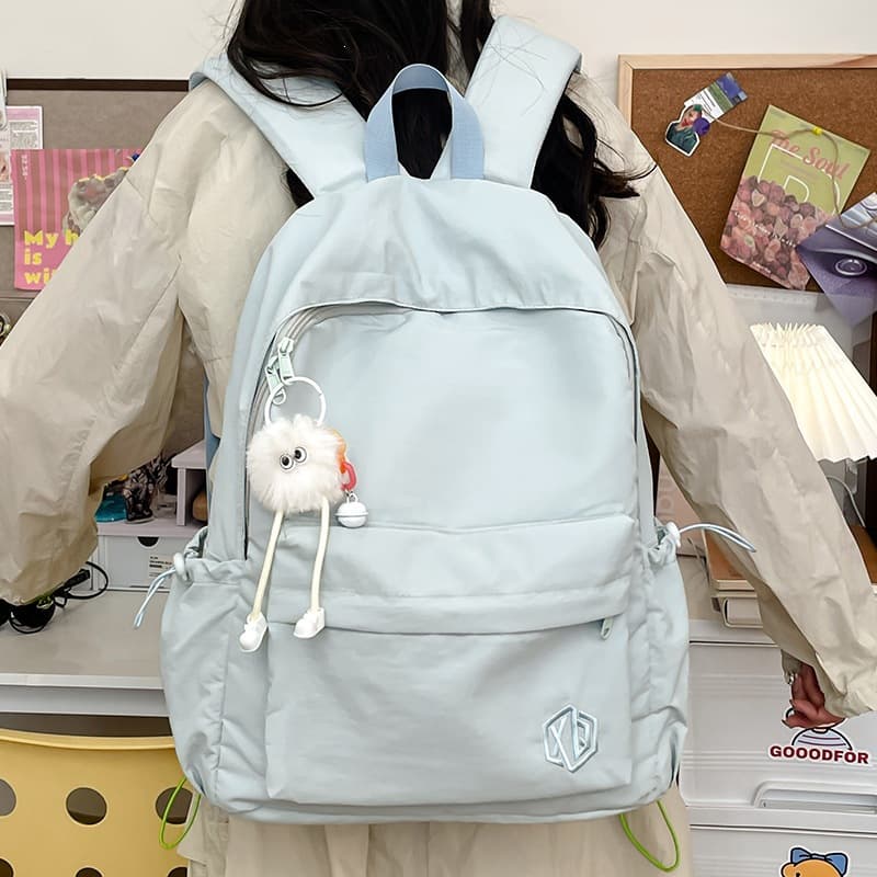 Women's Backpack for College Students, Solid Color Minimalist Design, Middle Schooler Double-Shoulder Bag, Korean Style Ins Forest Aesthetic Girl's Treasure Backpack