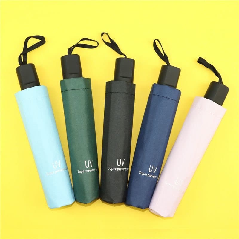Manual UV Black Coated Sun Umbrella, Folding Dual-purpose Sun and Rain Umbrella, Advertising Gift Umbrella, Portable Ultra-light