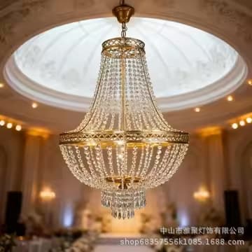 New Wedding Decoration European Iron Electroplated Crystal Bead Chandelier for Wedding Venue Stage Decoration