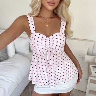 Russian Cross-border Backless A-line Ruffle Strap 2026 Summer Sexy Polka Dot Ultra-short Camisole Top for Women