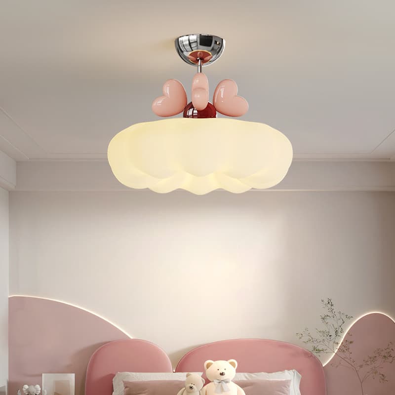 Cream Style Children's Room Chandelier Girl's Love Modern Simple Bedroom Lamp Intelligent Eye Protection Full Spectrum Room Lamps