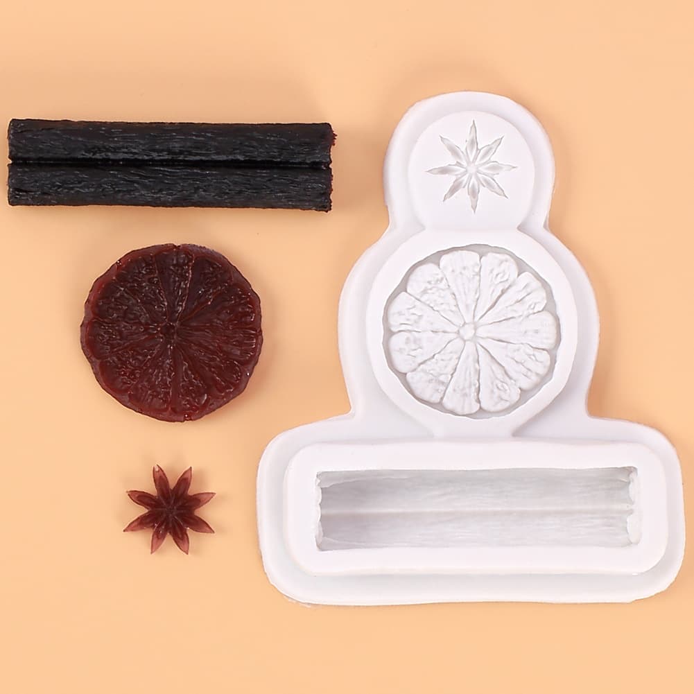 Miaochuang DIY Fondant Silicone Cake Mold Fruit Lemon Star Anise Cinnamon Spice Chocolate Clay Silicone Mold