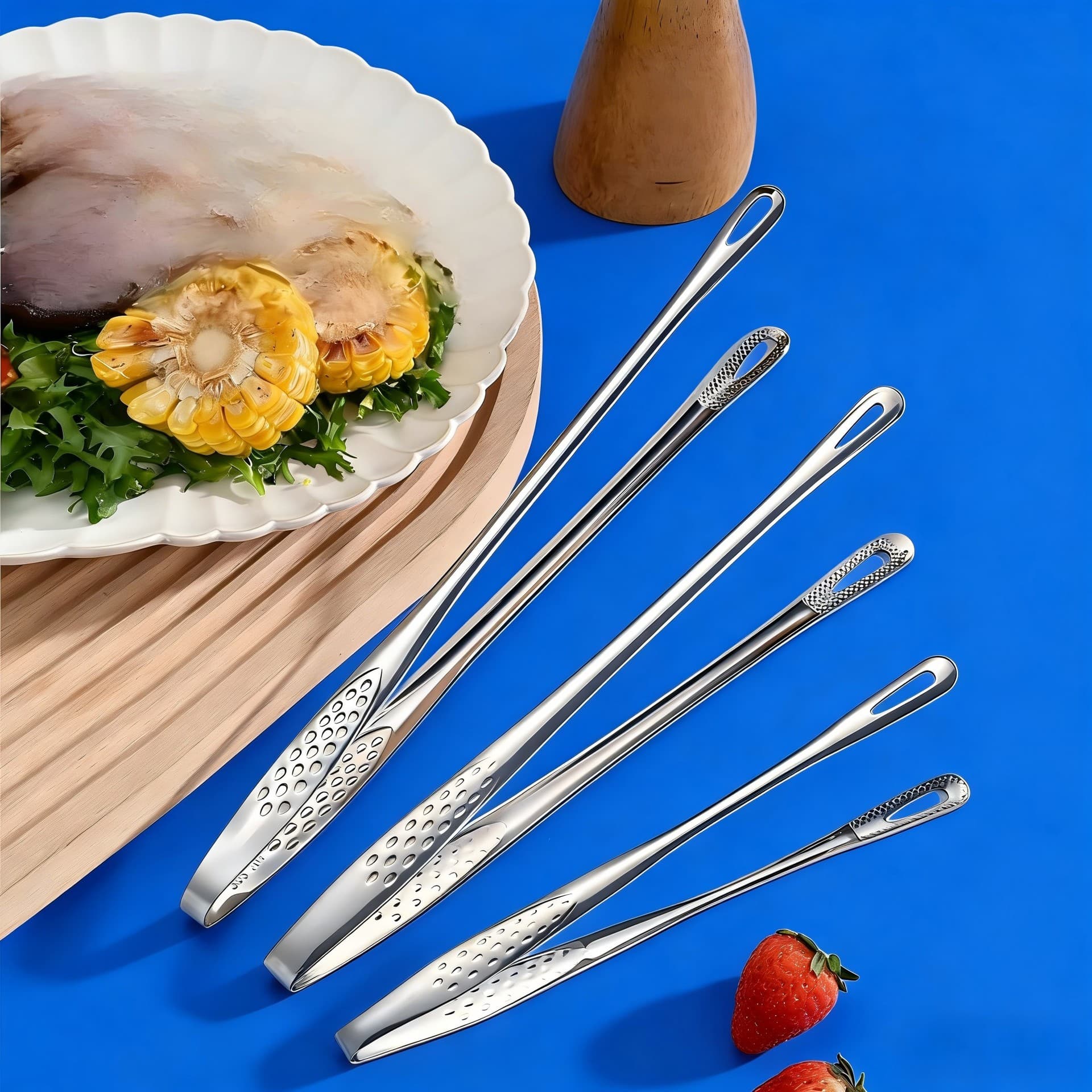 Liangsheng 304 Stainless Steel Barbecue Food Tongs, Household Buffet Long Strawberry Food Tongs