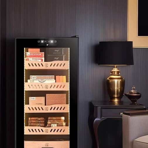 Free shipping cigar cabinet for cigar lovers, temperature and humidity controlled, wine refrigeration, cigar display, large capacity, lockable