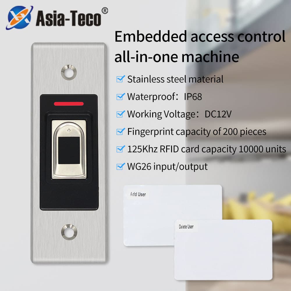 Metal Waterproof Access Control Machine Mini Concealed Fingerprint Access Control Machine Card Access Control Machine Tamper-Proof Explosion-Proof Compatible with Backplate