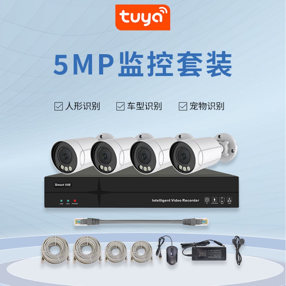 Tuya 4-Channel POE Surveillance Kit Security 4CH POE 5MP NVR Kit CCTV Security Tuya