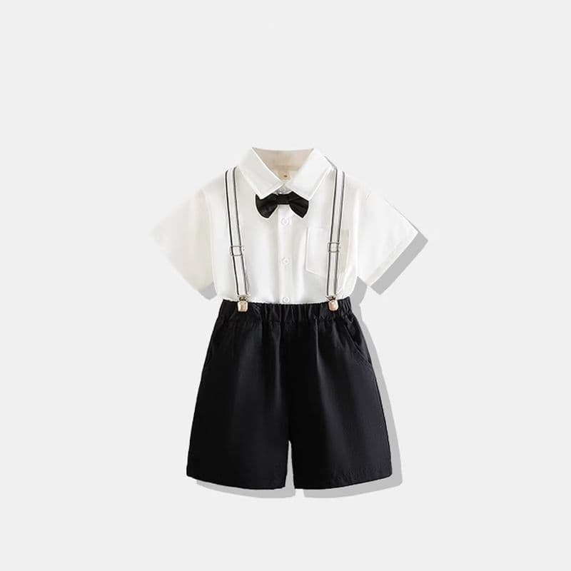 Boys' Formal Suit Summer Host Suspenders Set British Style Boys' Performance Costume Flower Boy Children's Tuxedo