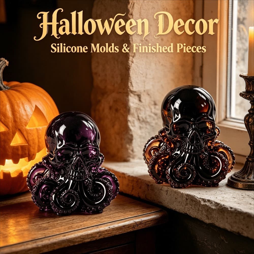 Octopus Skull Silicone Mold Glue Aromatherapy Candle Plaster Storage Jar DIY Home Ornaments Pouring Mold