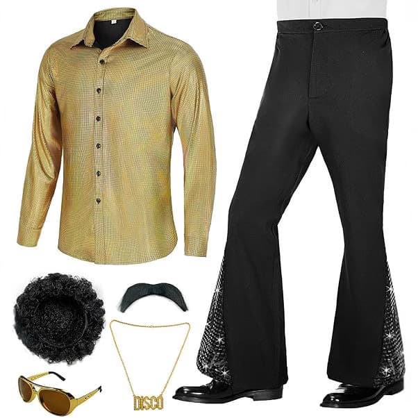Disco Men's Performance Costume 2025 Men's Long Sleeve Shirt and Pants Retro Set Cos Stage Performance Clothing