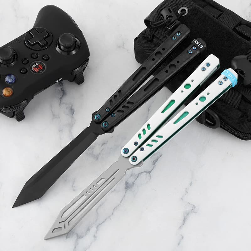 Yuppie Workshop REP New Version Butterfly Knife Unsharpened Stainless Steel Liner Sandwich Dual Effective PC Scales