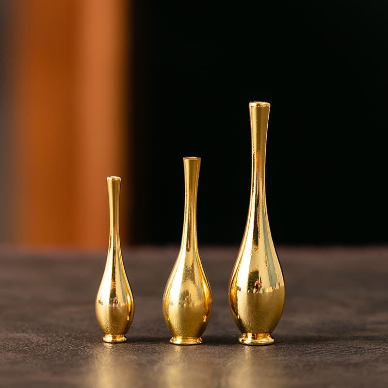 Mini Flower Vase Incense Burner Brass Ritual Vessel Antique Creative Incense Burner High-End Desktop Craft Ornament