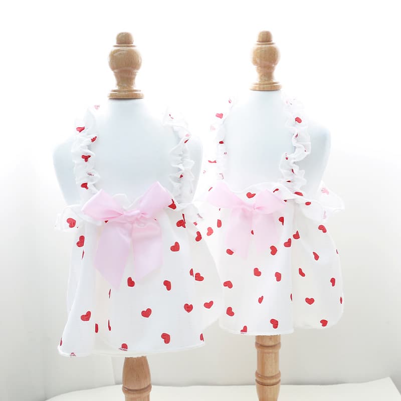 New Summer Pet Suspender Dress for Small and Medium Dogs & Cats, Heart Princess Dress for Bichon Frise and Ragdoll, Factory Wholesale with Drop Shipping Available