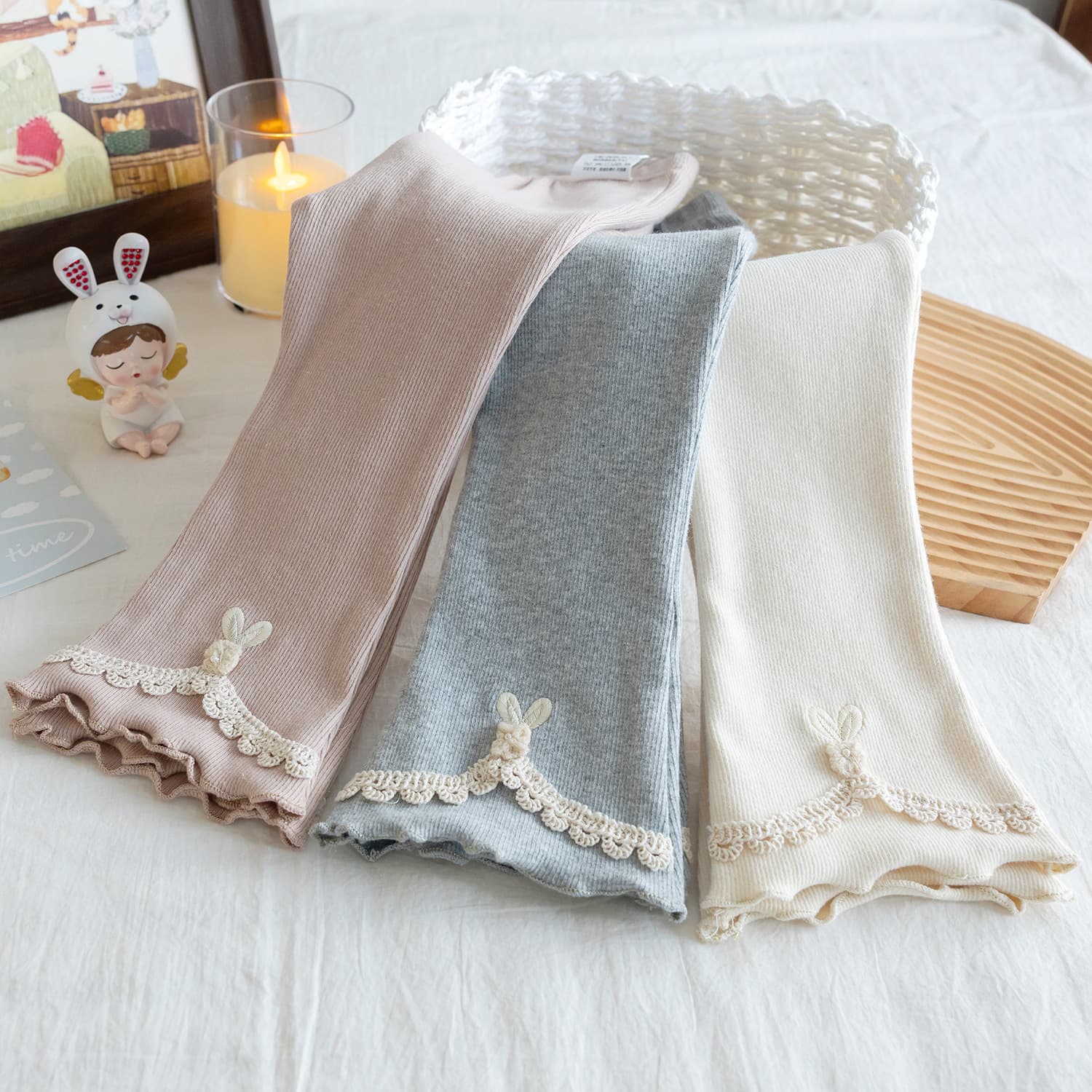 Girls Flared Pants Spring Autumn New Style, Korean Ruffle Trim Leggings, Fashion Casual Versatile Long Pants for Baby Girls