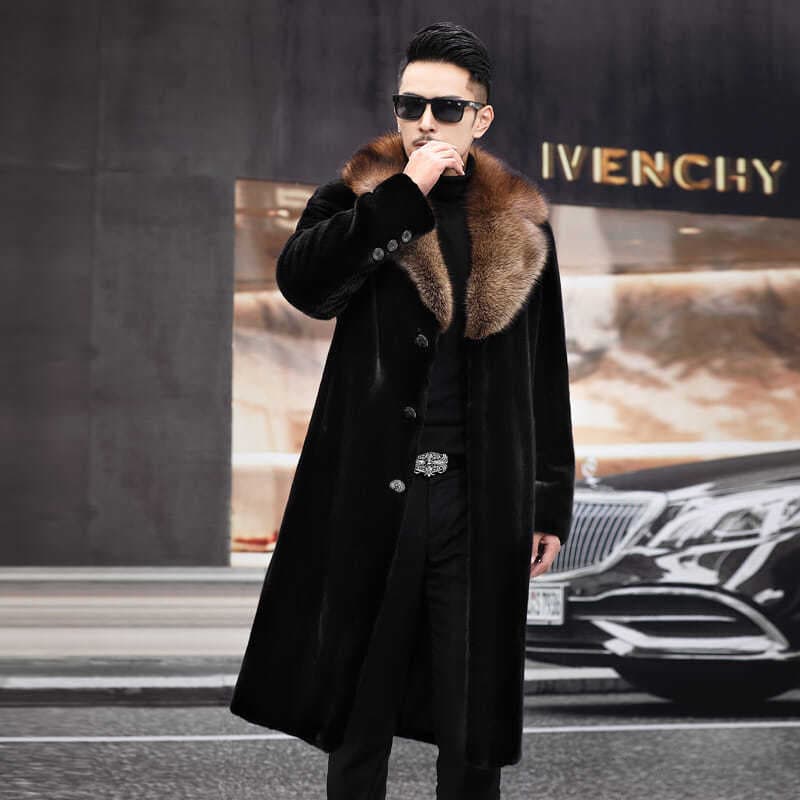 Men's Hooded Faux Mink Fur Coat, New Winter Style, Mid-Length, Warm, Faux Mink Fur Jacket, Casual