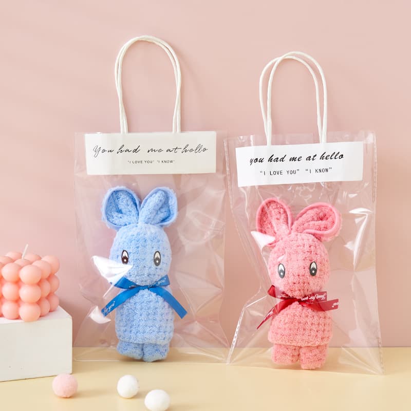 High-density Coral Fleece Square Towel 30*30cm Japanese Style Rabbit Cute Design Grand Opening Festival Souvenir Gift Box