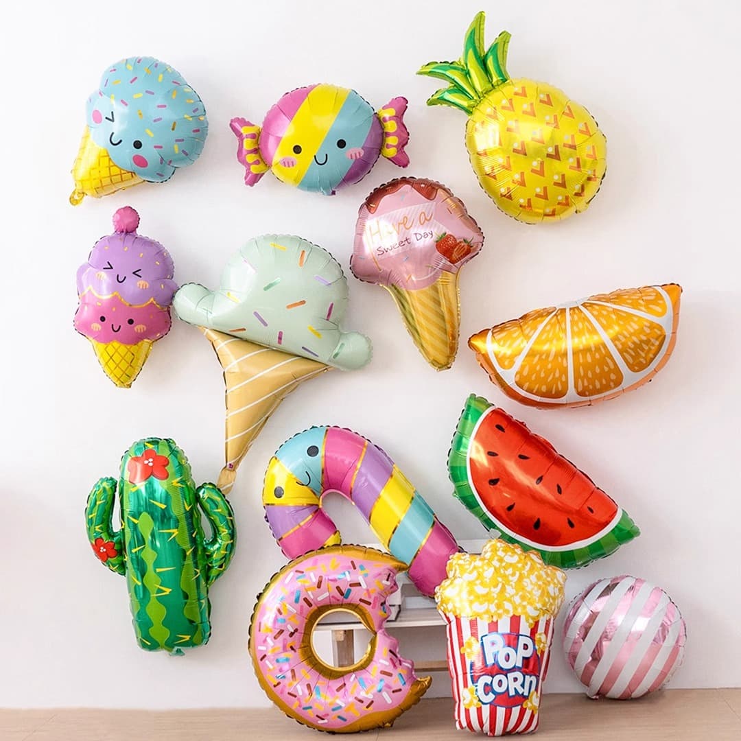 Watermelon Fruit Cake Balloons for Kids Birthday and Adult Party Decorations Donut Ice Cream Balloons