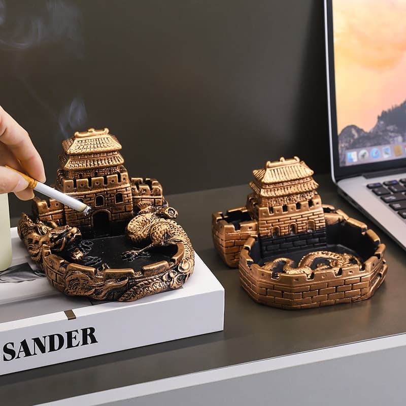 Creative Retro Chinese Style Great Wall Decorative Ashtray, Personalized Practical Men's Birthday Gift Chinese Ashtray