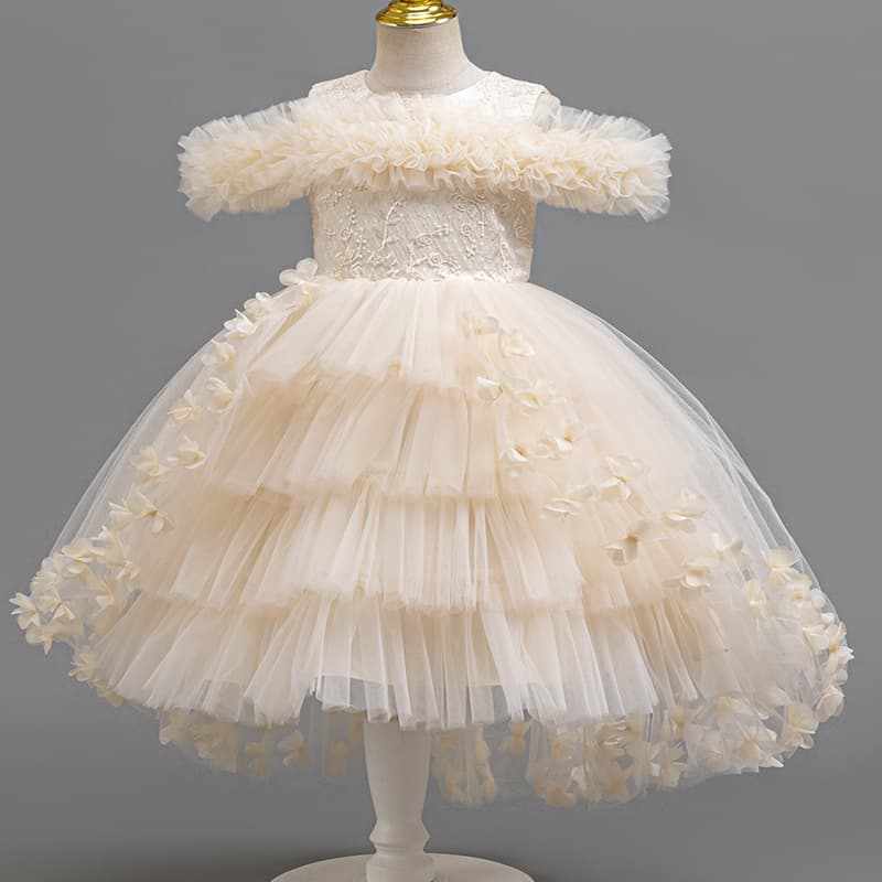 Spot new children's dress flower tail princess dress little girl piano performance dress kids dress