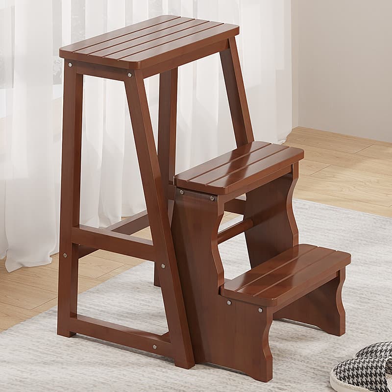 Multi-functional 2-in-1 Step Stool and Ladder, Household Folding Ladder, Indoor Wooden Ladder, 3-Step Climbing Stool, Small Ladder