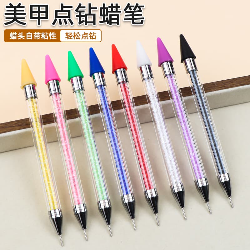 Cross-border supply of manicure dot-drill crayon wax head with its own sticky dot-drill remover and suction pen dot-bead jewelry tool pen