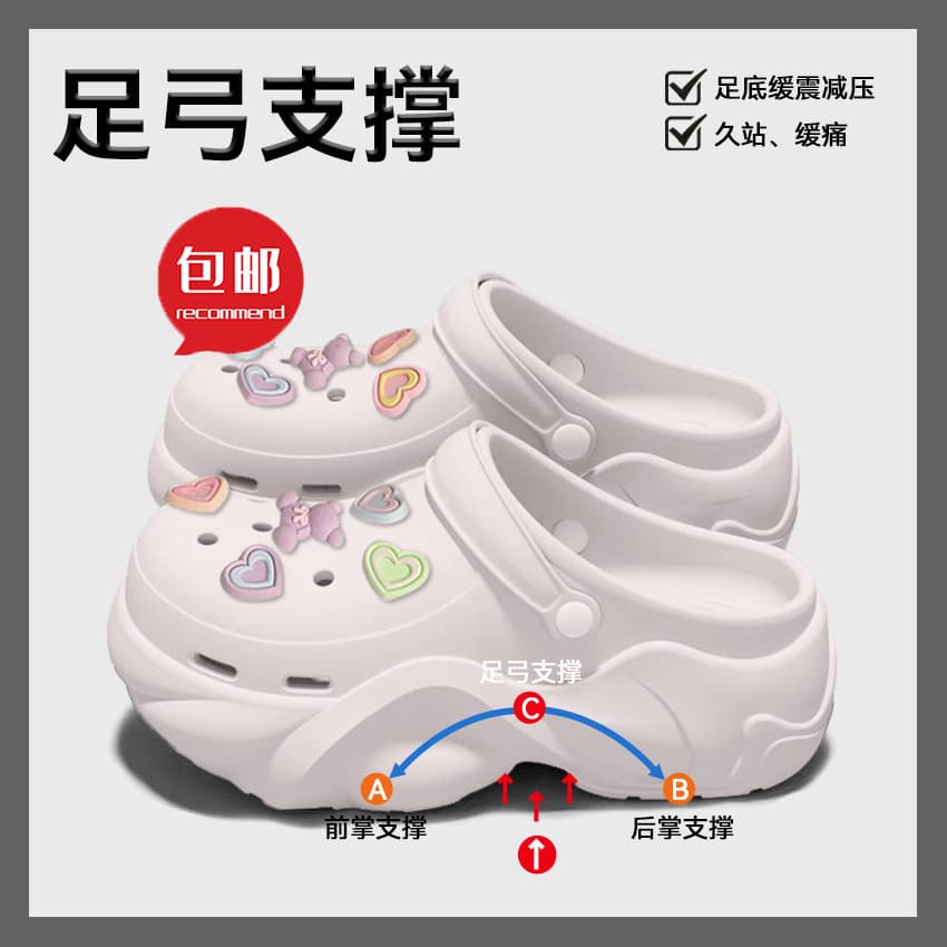 Free Shipping Thick-Soled Clogs for Women, 2025 New Summer Model, Arch Support, Comfortable for Feet, Eva Non-Slip Sandals