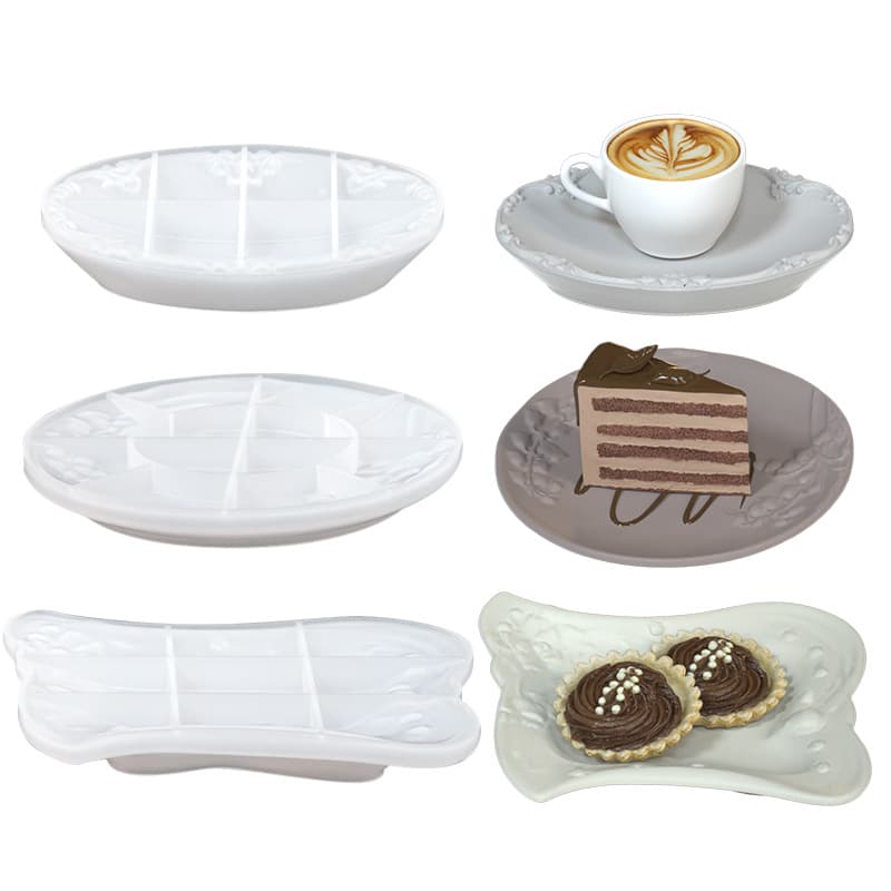 European Ins Embossed Pattern Storage Bowl Glue Abrasive Oval Square Round Dish Tray Silicone Mold