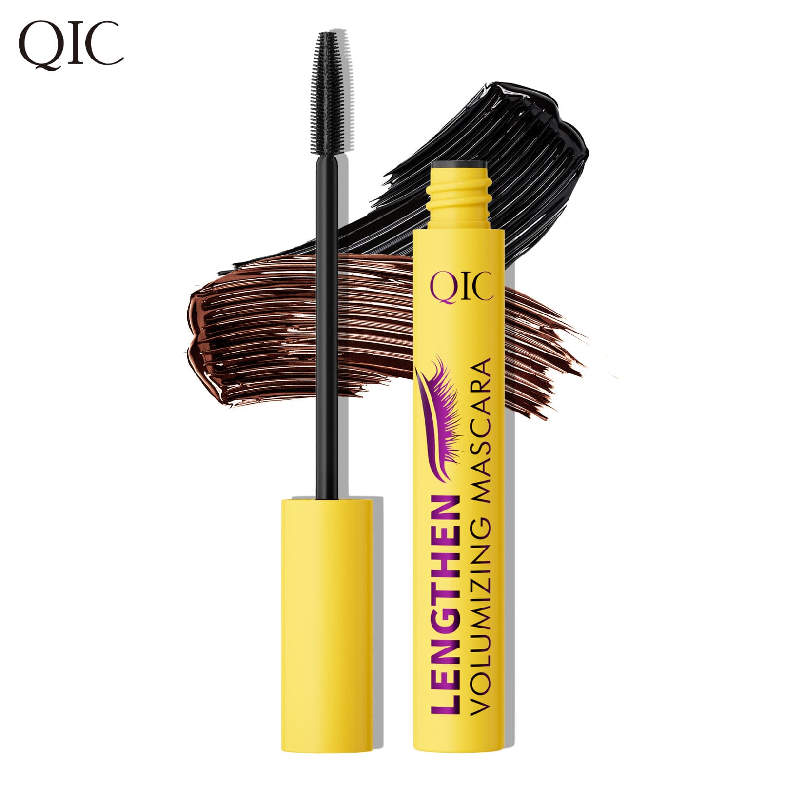 QIC Yellow Tube Bubble Fiber Lengthening Mascara Waterproof Volumizing Lengthening Curling Bubble Mascara