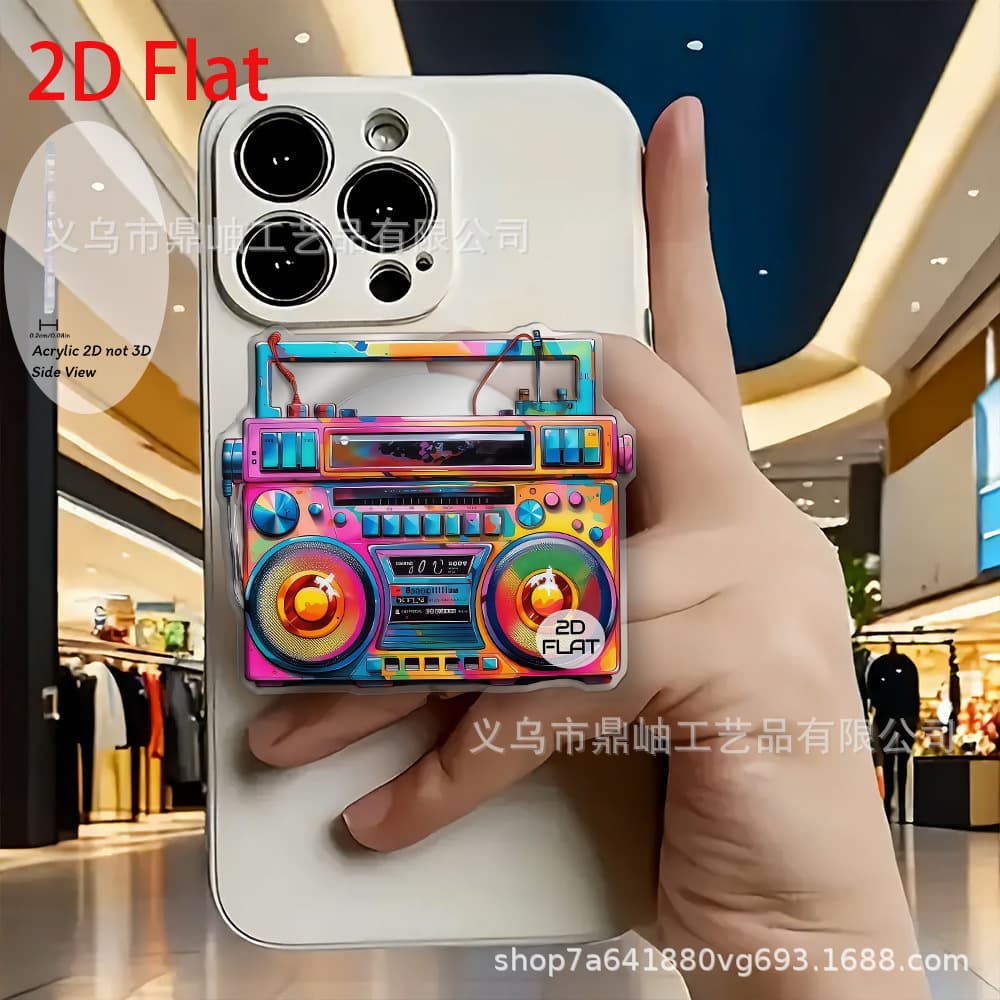Cross-border Creative Hot Selling Acrylic Flat Phone Air Cushion Stand Skull Colorful Radio Colorful Decorative Stand