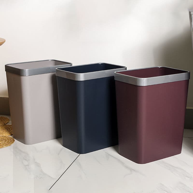 Rectangular Rim Press Trash Cans, Dormitory Shop Guest Room Bedroom Household Japanese Minimalist Lidless Garbage Bin Manufacturer Wholesale