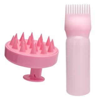 Hair Dye Bottle and Shampoo Comb Set, Cross-border Hair Washing Bottle, Scalp Massage Brush 2-Piece Set with Graduated Medicine Bottle