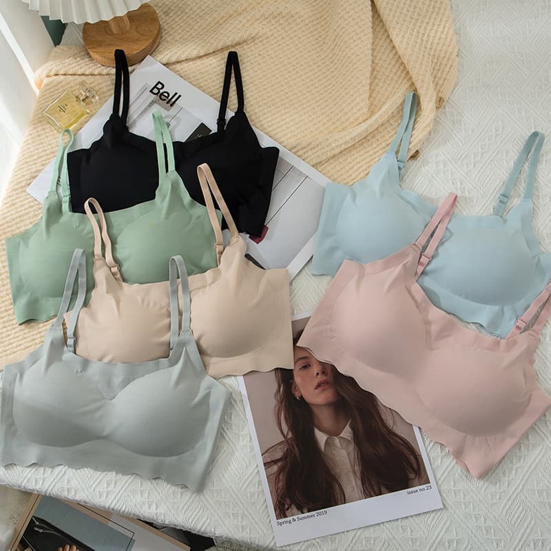 Seamless Sportswear Sleep Bra Wireless Gathered Comfortable Back Beautifying Nylon Ice Silk Sports Underwear Fixed Strap