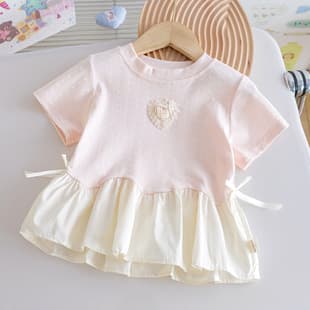Girls Summer Stylish Short Sleeve T-Shirt 26 New Fashion Heart Sweet Lace Top Little Girl Skin-Friendly Kids Wear 3