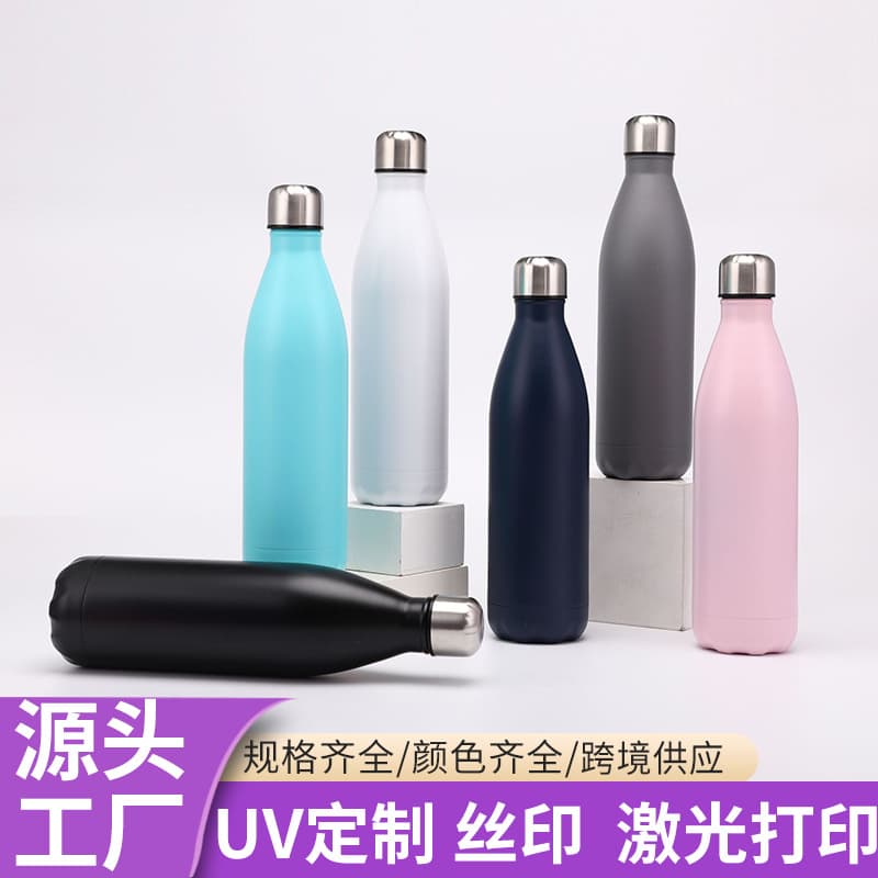 Cross-border supply of large-capacity Coke bottle 304 double-layer stainless steel thermos cup outdoor portable car sports kettle