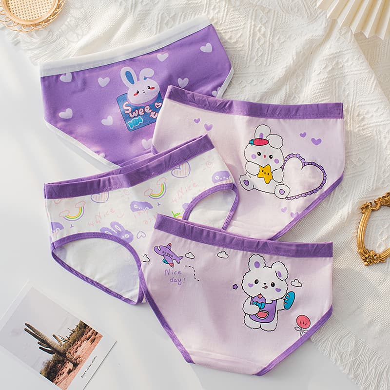 Girls' Underwear Pure Cotton Triangle Panties Baby Girls Korean Style Cute Cartoon Comfortable Breathable Printed
