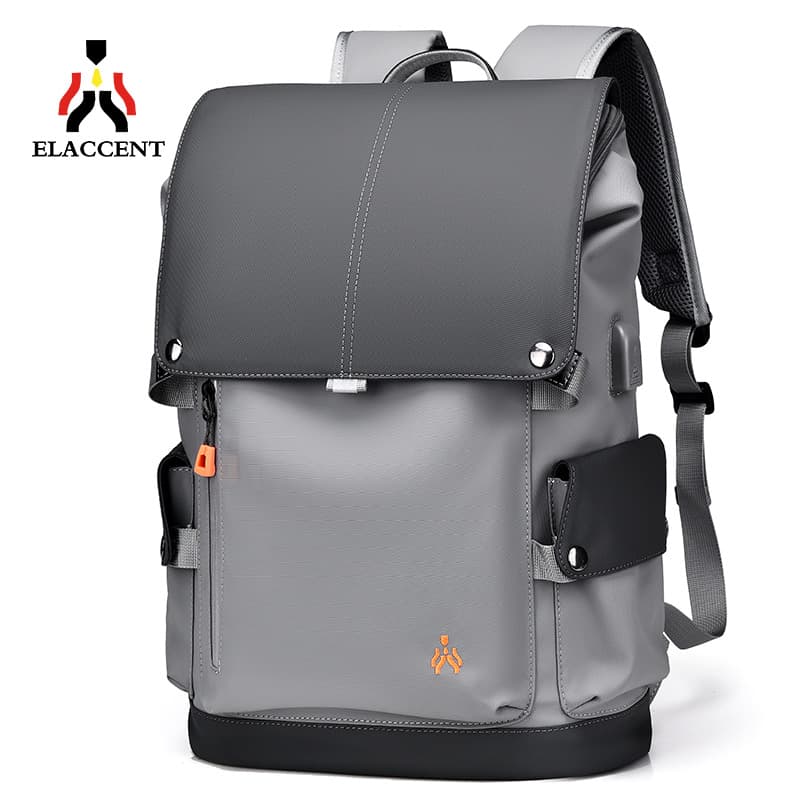 Color Block Large Capacity Men's Backpack Travel Laptop Bag Oxford Cloth Casual Style Soft Surface Anti-Theft Shoulder Straps