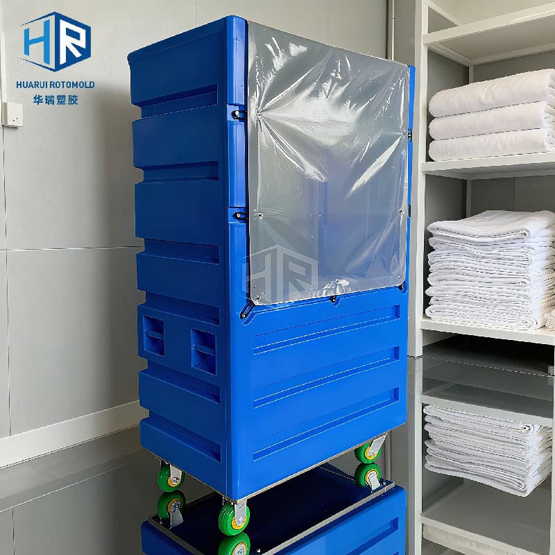 Hotel Linen-specific PE Plastic Cage Cart, Thickened and Durable for Laundry Storage and Transport