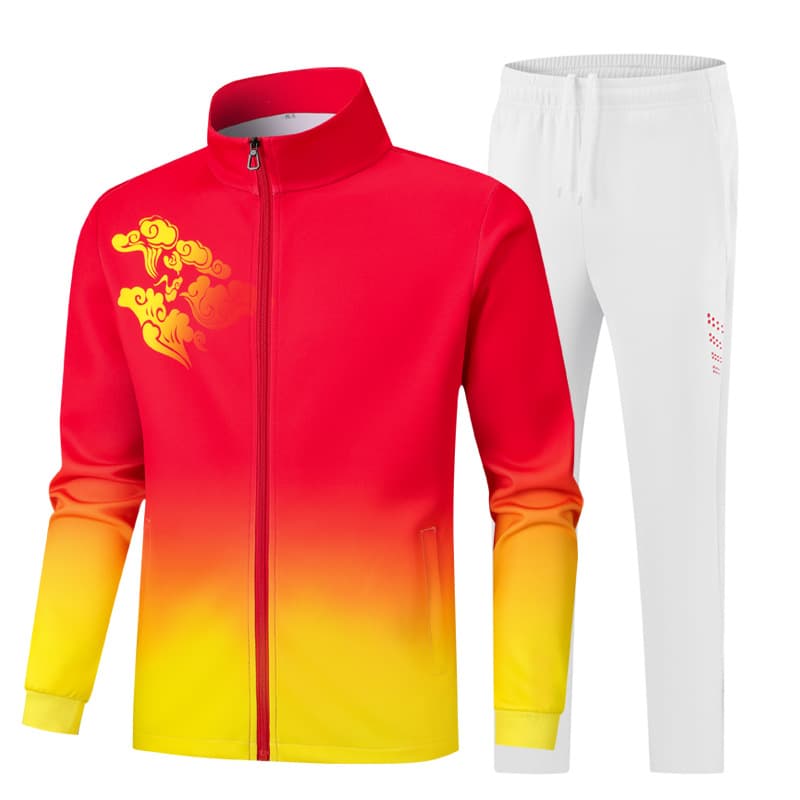 New style detailed cloud group fitness couple sportswear sets, custom spring and autumn student class uniforms, sports competition entrance and award ceremony clothing.