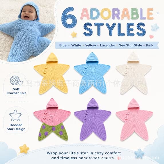 Cross-border new product baby starfish clothing hooded crochet