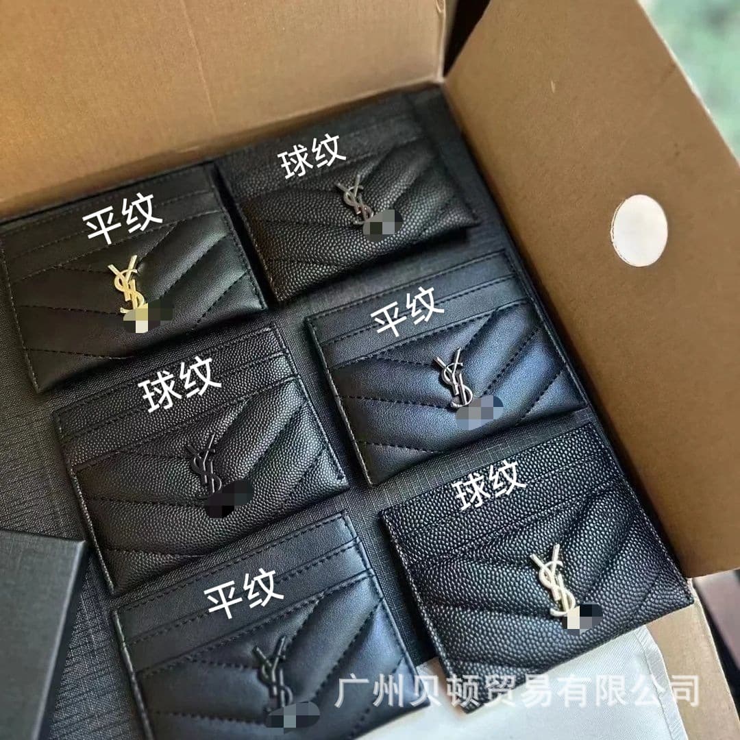 2025 Classic Card Holder YSL Fold Women's New Large Capacity Genuine Leather Wallet Card Holder Card Slot Caviar Coin Short Style