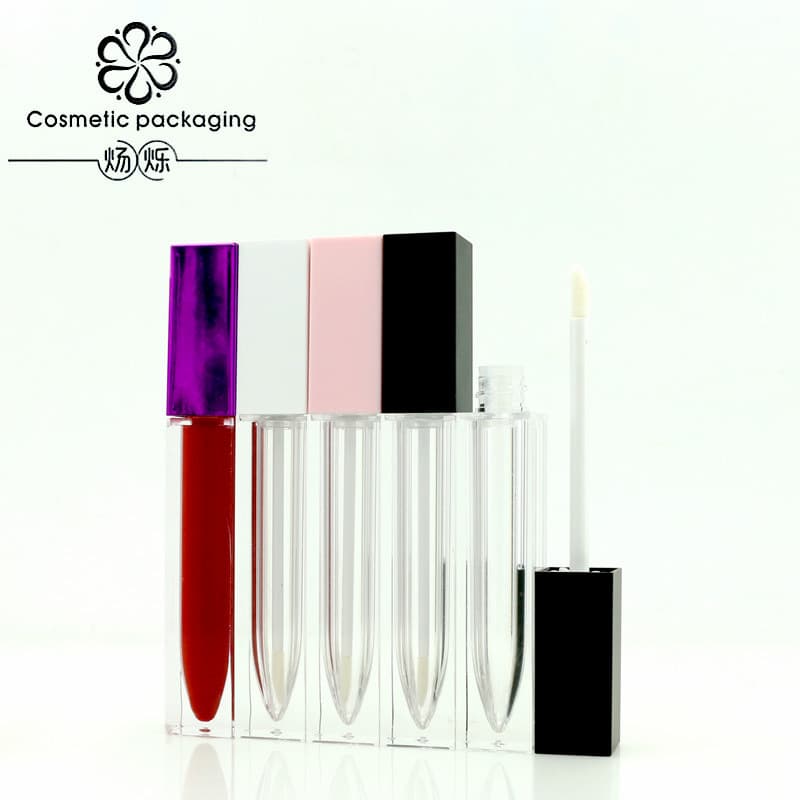 Factory ready stock wholesale square simple white 6ML lip gloss tube lipstick tube lip glaze tube empty tube can be printed with LOGO
